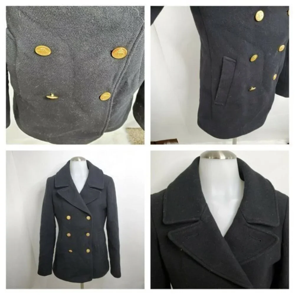 J Crew Majesty Pea Coat‎ M 8 Stadium Cloth Nello Go - Picture 2 of 5